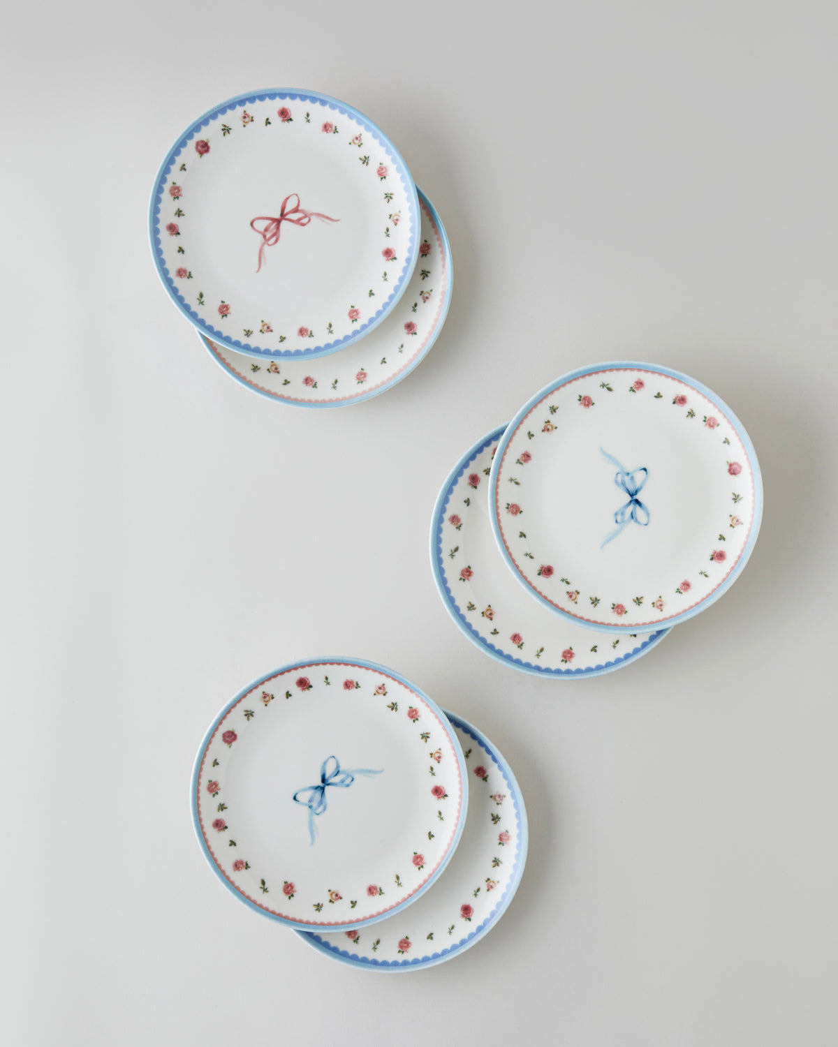 Porcelain 6 pcs Cake Set 19 cm Colored
