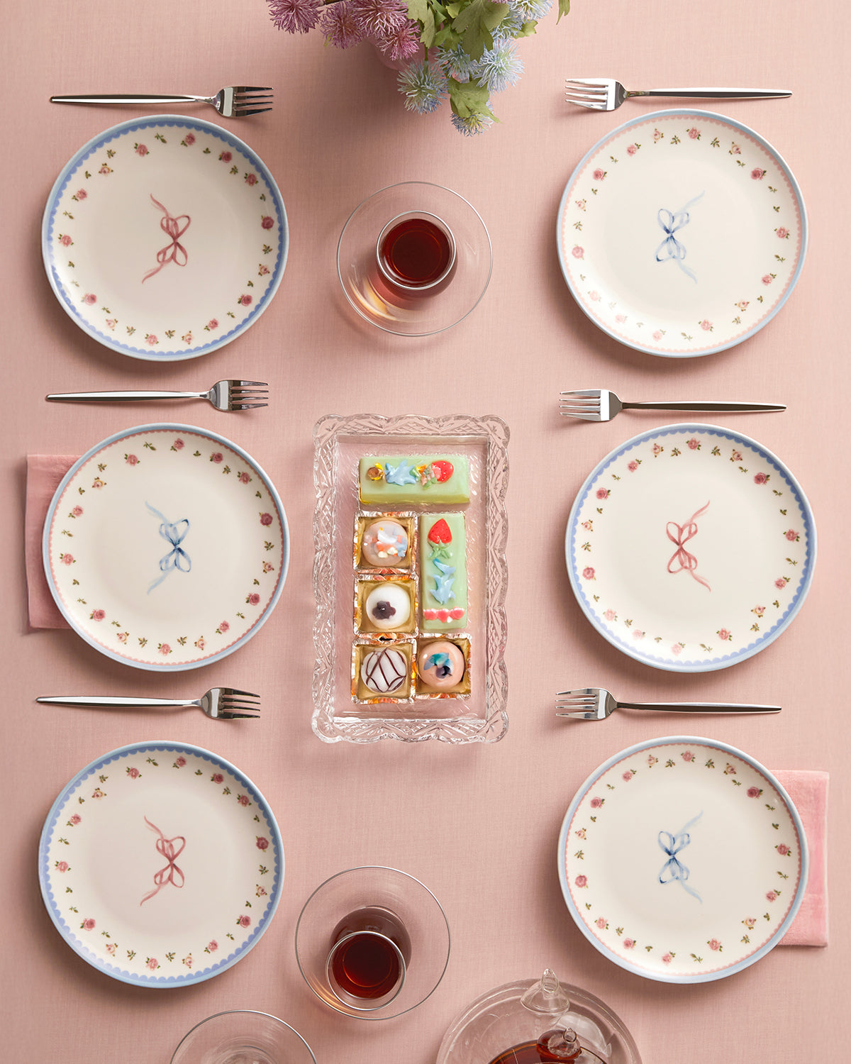 Porcelain 6 pcs Cake Set 19 cm Colored (view 6)