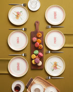 Porcelain 6 pcs Cake Set 19 cm Pink - Green (view 8)