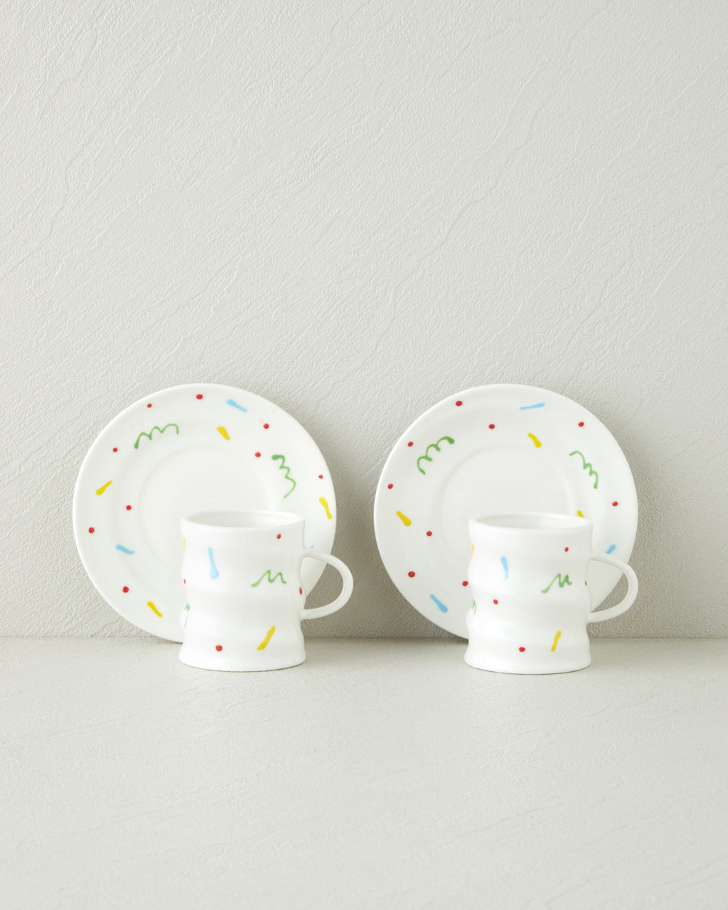 Confella New Bone China 4 Pieces 2 Servings Coffee Cup Set 100 ml Colored