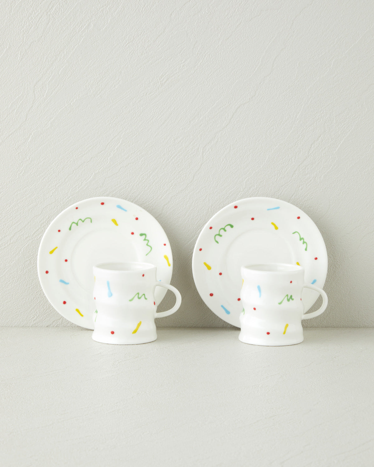 Confella New Bone China 4 Pieces 2 Servings Coffee Cup Set 100 ml Colored