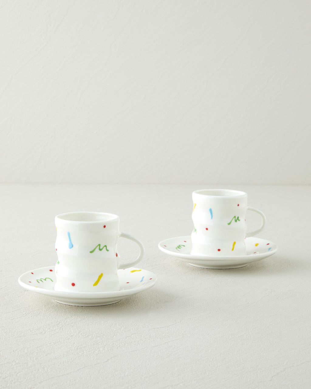 Confella New Bone China 4 Pieces 2 Servings Coffee Cup Set 100 ml Colored (view 2)
