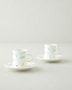 Confella New Bone China 4 Pieces 2 Servings Coffee Cup Set 100 ml Colored (view 2)