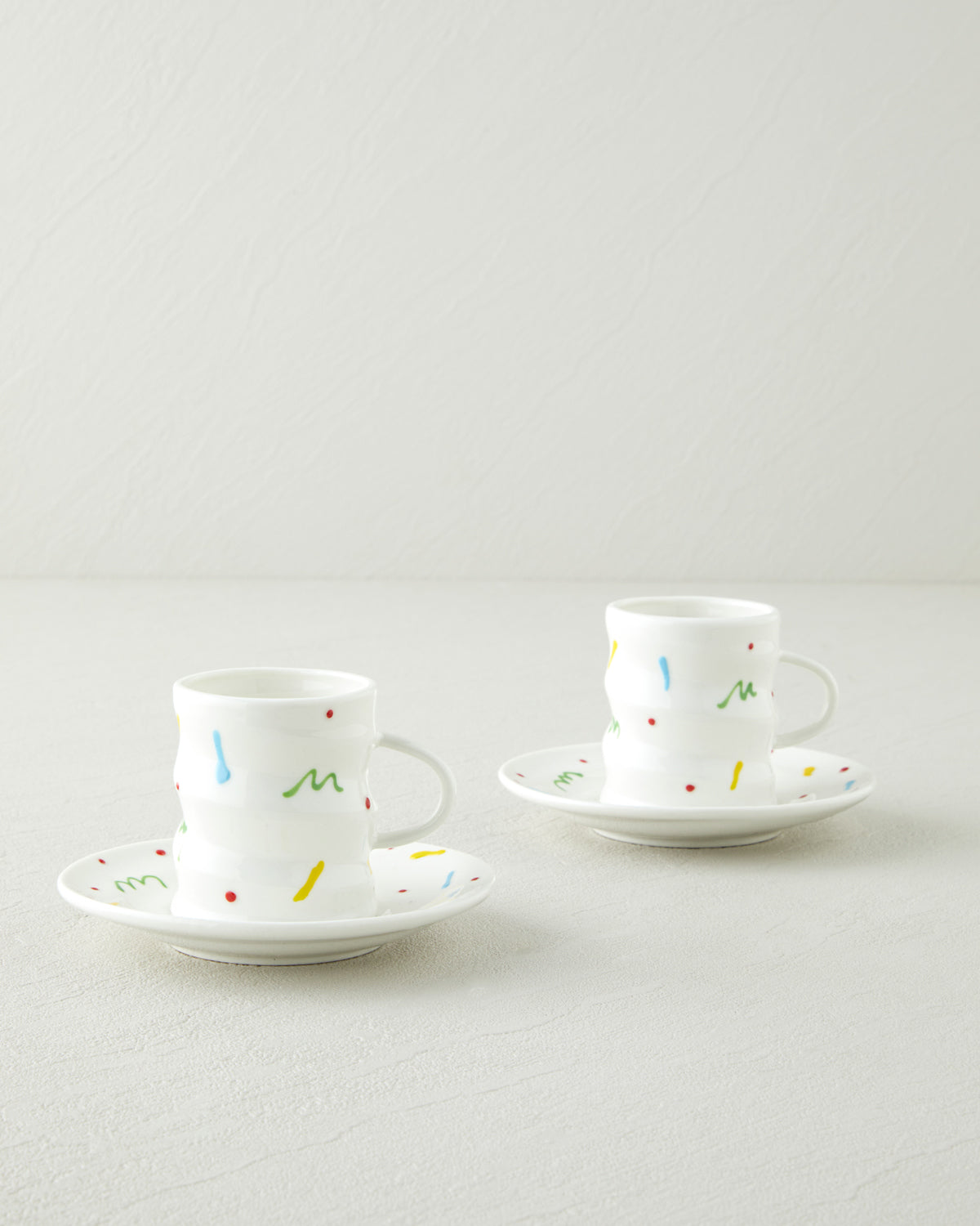 Confella New Bone China 4 Pieces 2 Servings Coffee Cup Set 100 ml Colored (view 2)