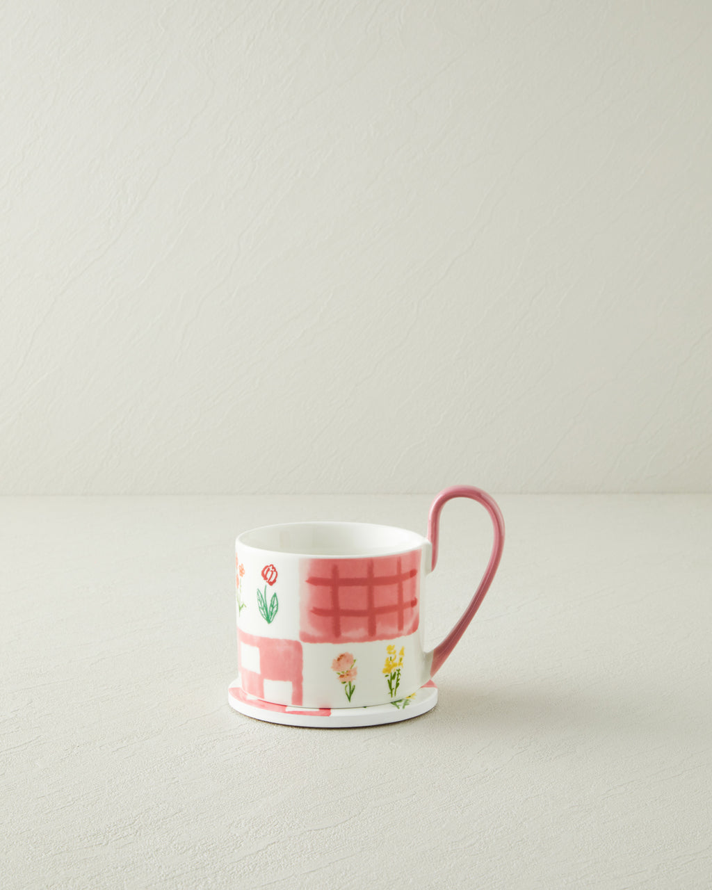 New Bone China with Coaster Mug 380 ml Pink