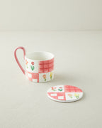 New Bone China with Coaster Mug 380 ml Pink (view 2)