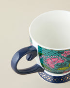 Loreva New Bone China Mug 460 ml Green - Pink (view 3)