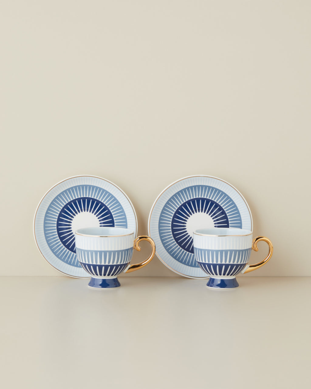 Marivella New Bone China 4 Pieces 2 Servings Coffee Cup Set 100 ml Blue