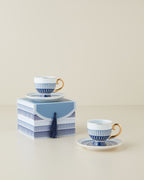 Marivella New Bone China 4 Pieces 2 Servings Coffee Cup Set 100 ml Blue (view 2)