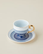 Marivella New Bone China 4 Pieces 2 Servings Coffee Cup Set 100 ml Blue (view 3)