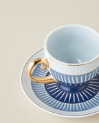 Marivella New Bone China 4 Pieces 2 Servings Coffee Cup Set 100 ml Blue (view 4)