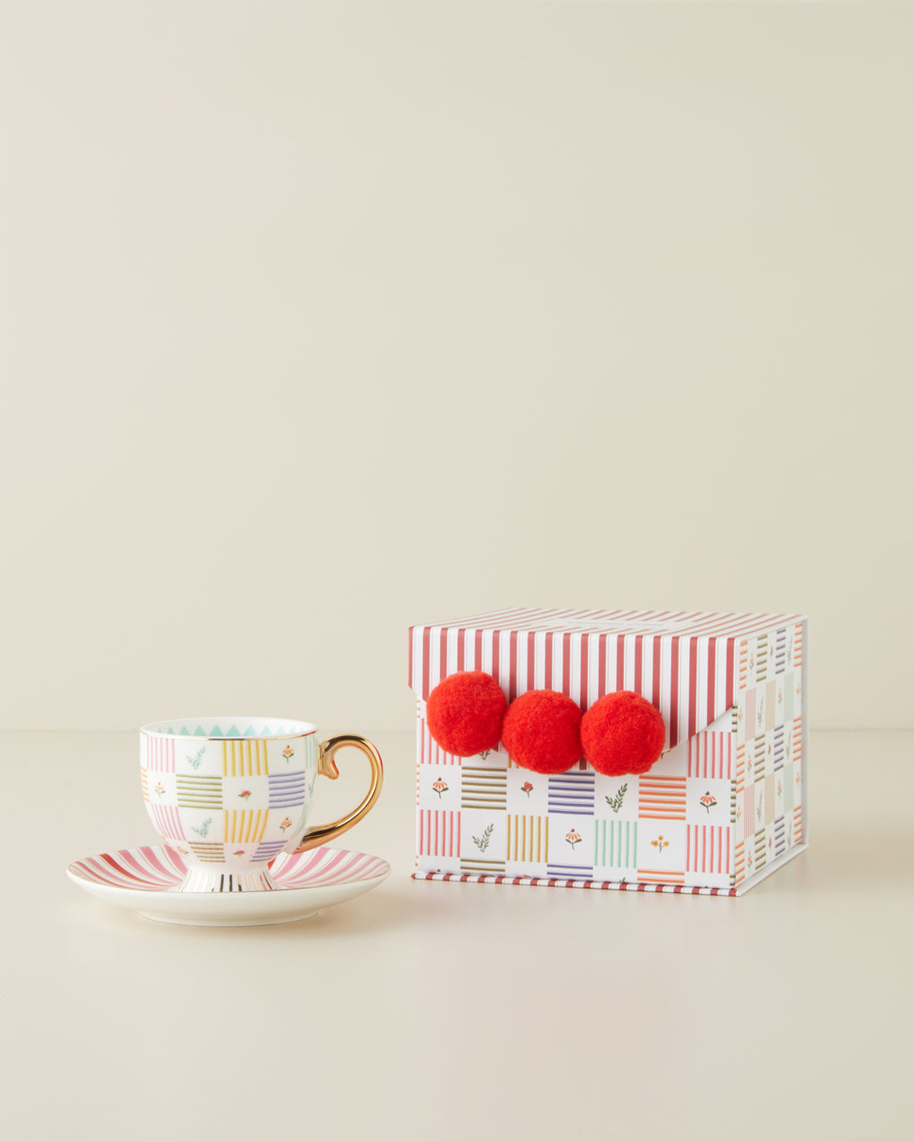 New Bone China 4 Pieces 2 Servings Coffee Cup Set 100 ml Colored