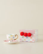New Bone China 4 Pieces 2 Servings Coffee Cup Set 100 ml Colored