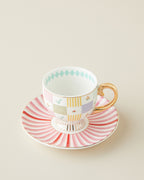 New Bone China 4 Pieces 2 Servings Coffee Cup Set 100 ml Colored (view 4)