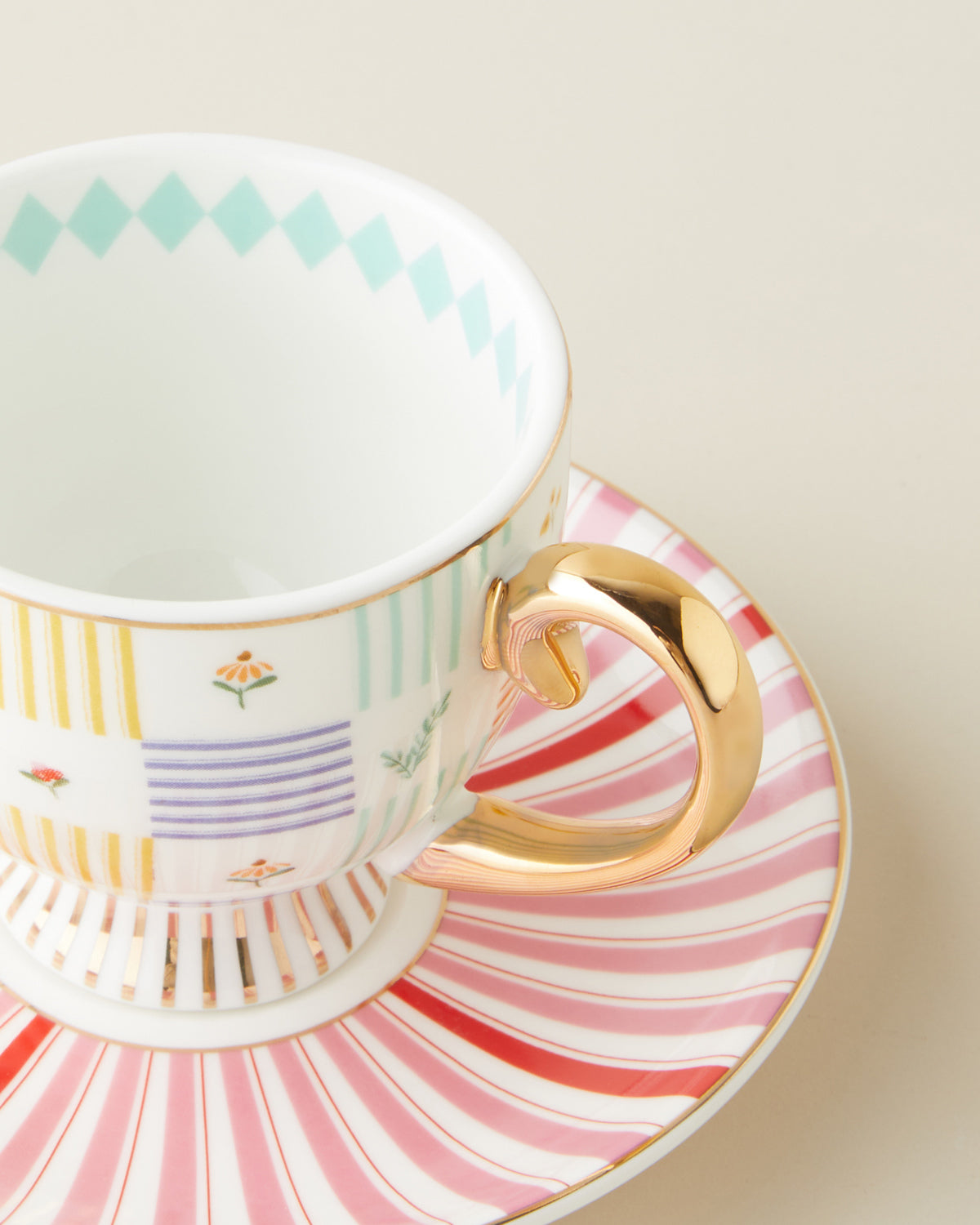 New Bone China 4 Pieces 2 Servings Coffee Cup Set 100 ml Colored (view 5)