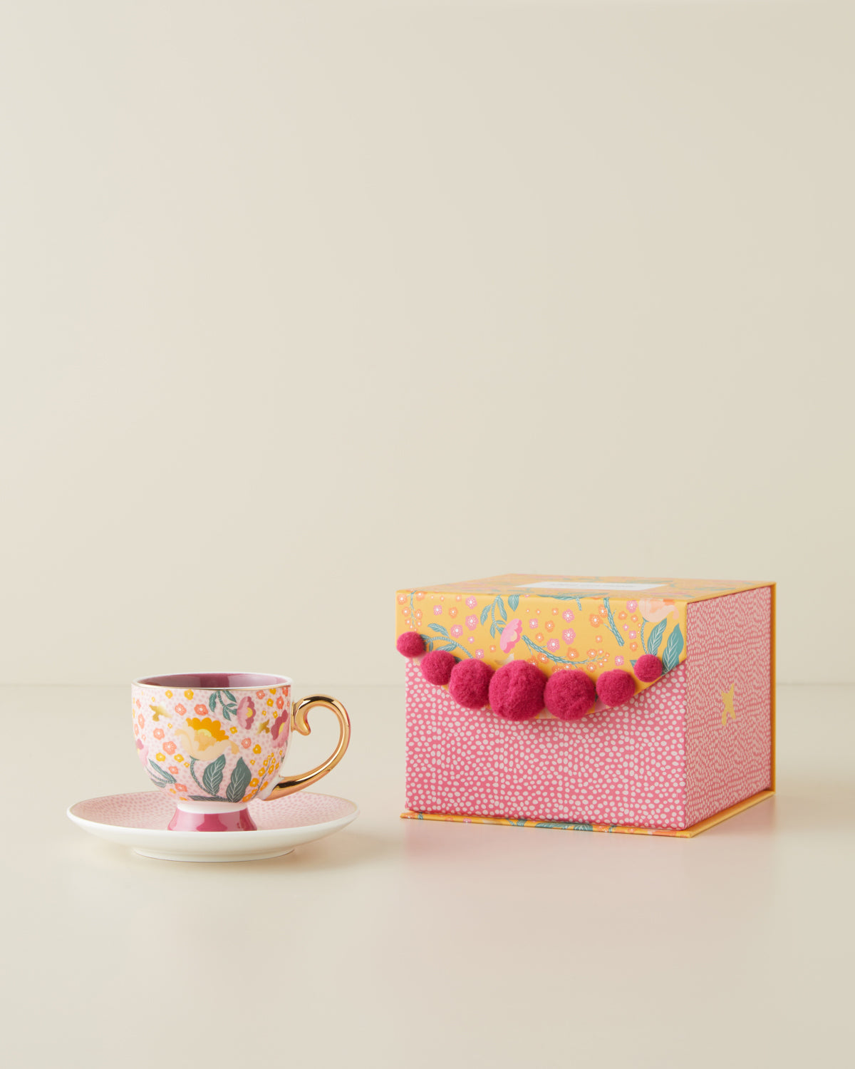 Rosalie New Bone China 4 Pieces 2 Servings Coffee Cup Set 100 ml Colored