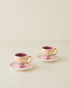 Rosalie New Bone China 4 Pieces 2 Servings Coffee Cup Set 100 ml Colored (view 3)