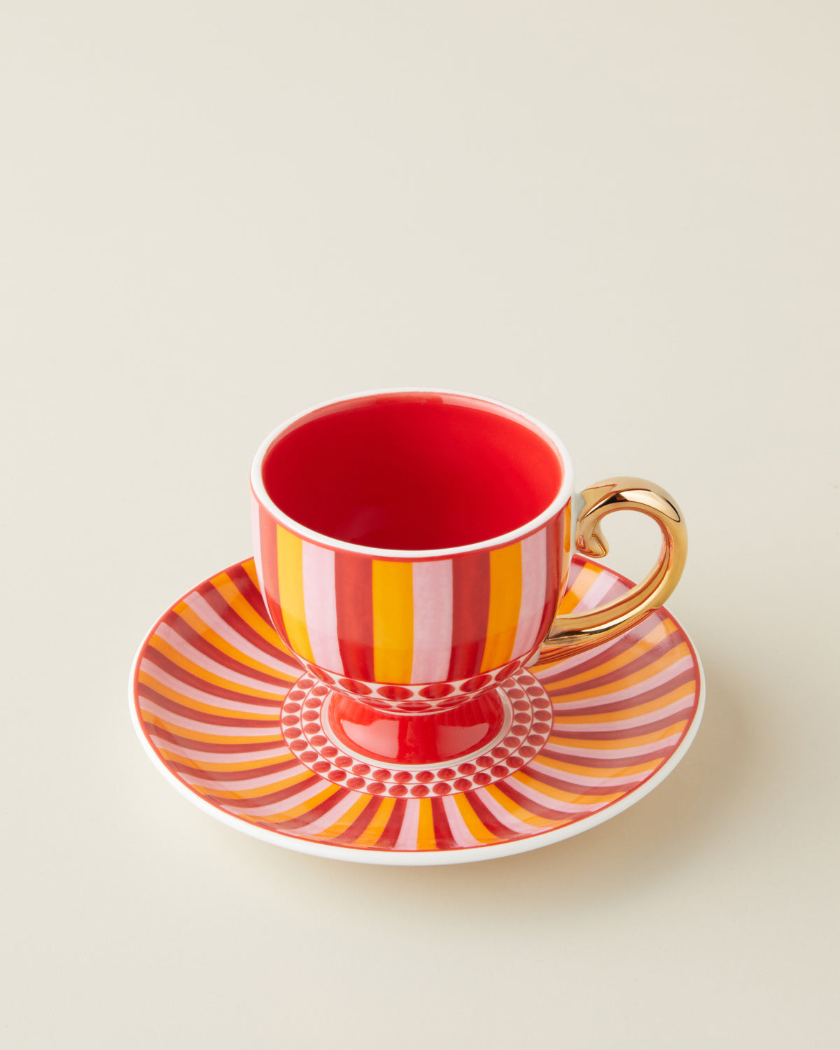New Bone China 4 Pieces 2 Servings Coffee Cup Set 100 ml Pink-Red-Orange (view 4)