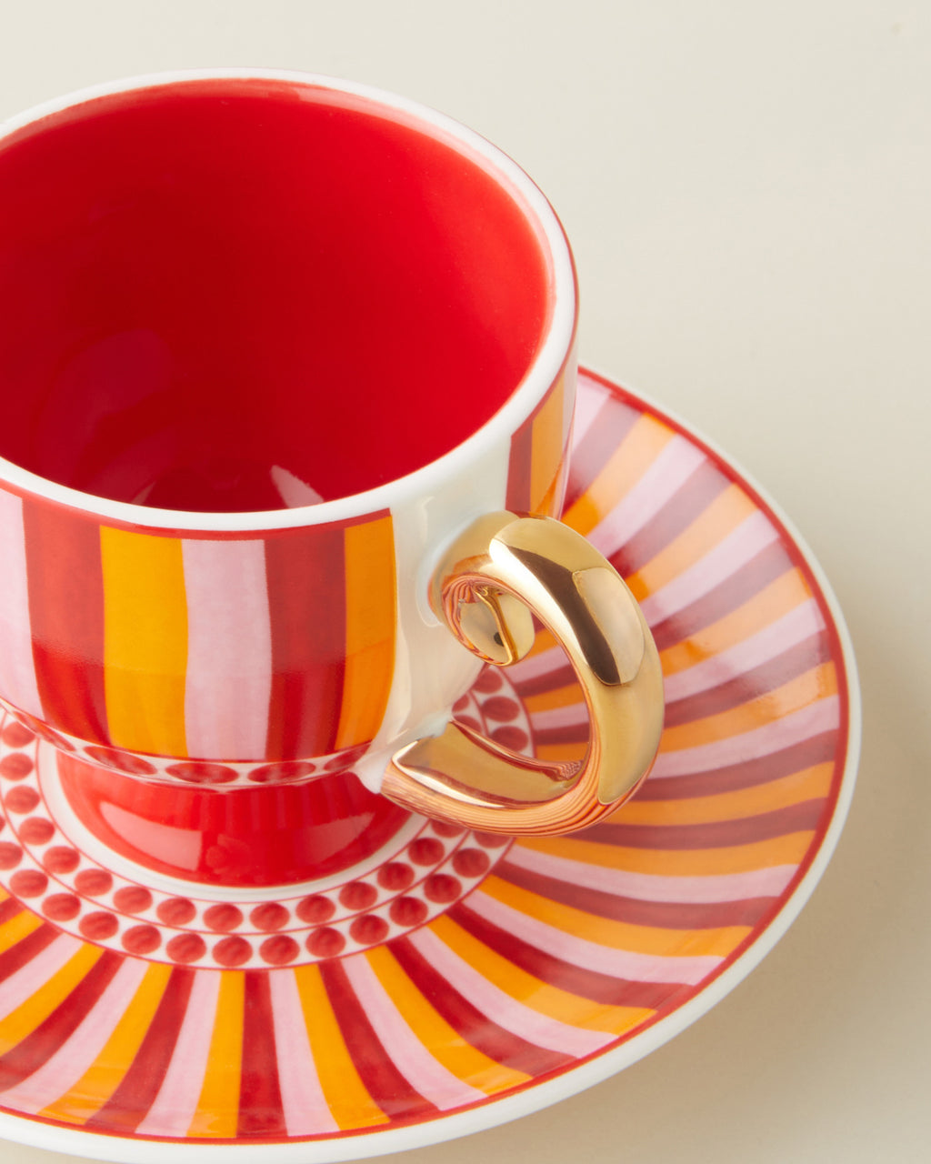 New Bone China 4 Pieces 2 Servings Coffee Cup Set 100 ml Pink-Red-Orange (view 5)