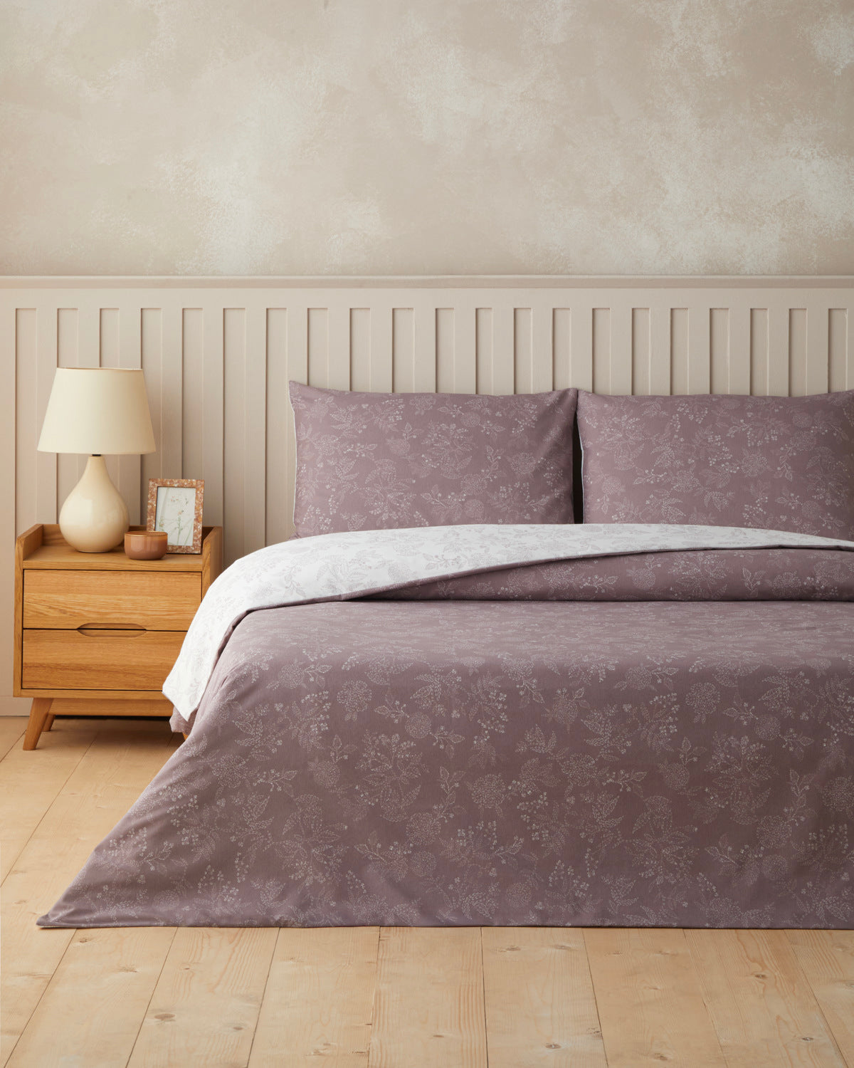 Easy Iron Duvet Cover Set Light Damson - Single 160x220 cm