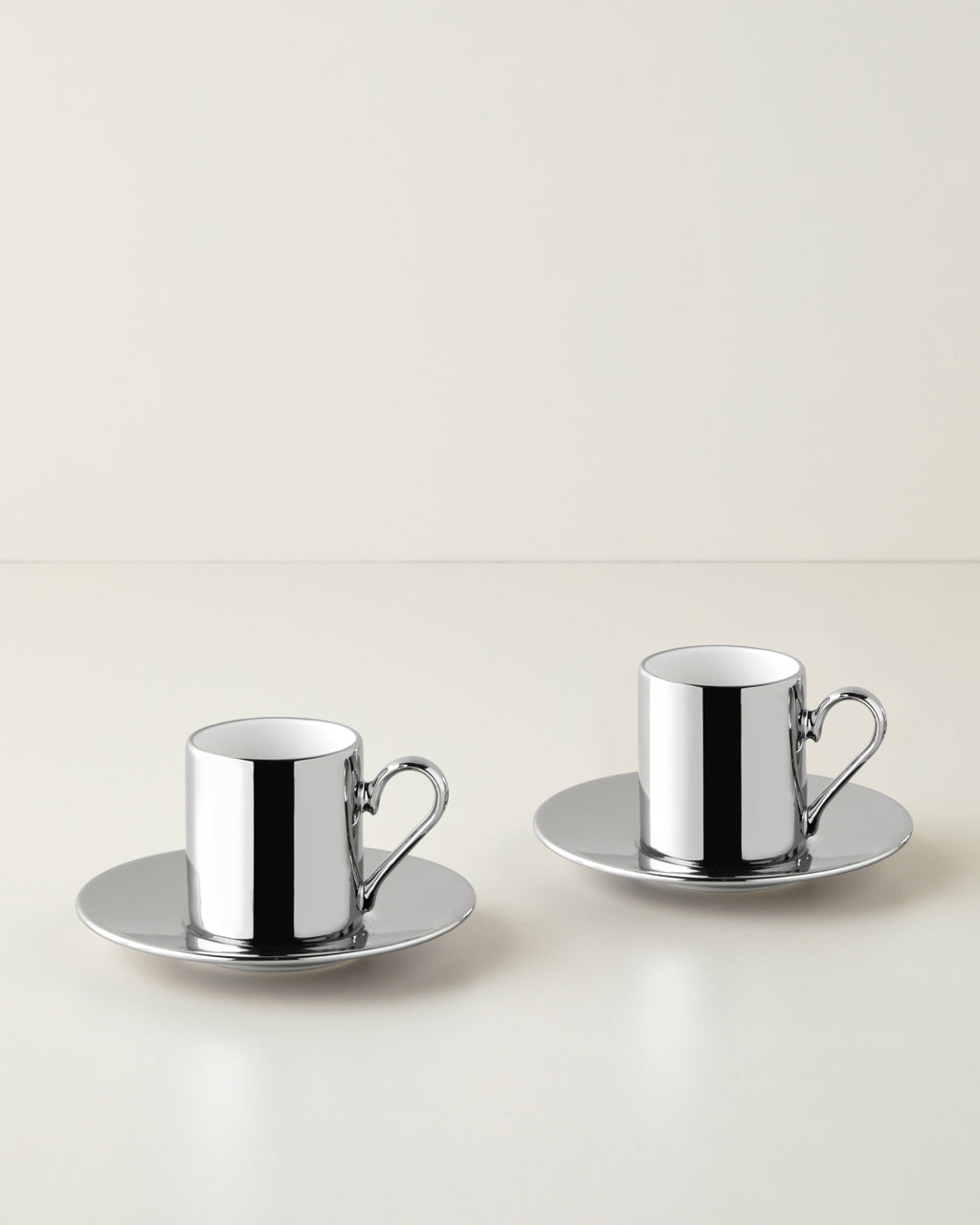 Porcelain 4 Pieces 2 Servings Coffee Cup Set 90 ml Silver