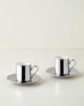 Porcelain 4 Pieces 2 Servings Coffee Cup Set 90 ml Silver