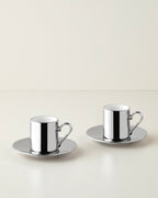 Porcelain 4 Pieces 2 Servings Coffee Cup Set 90 ml Silver