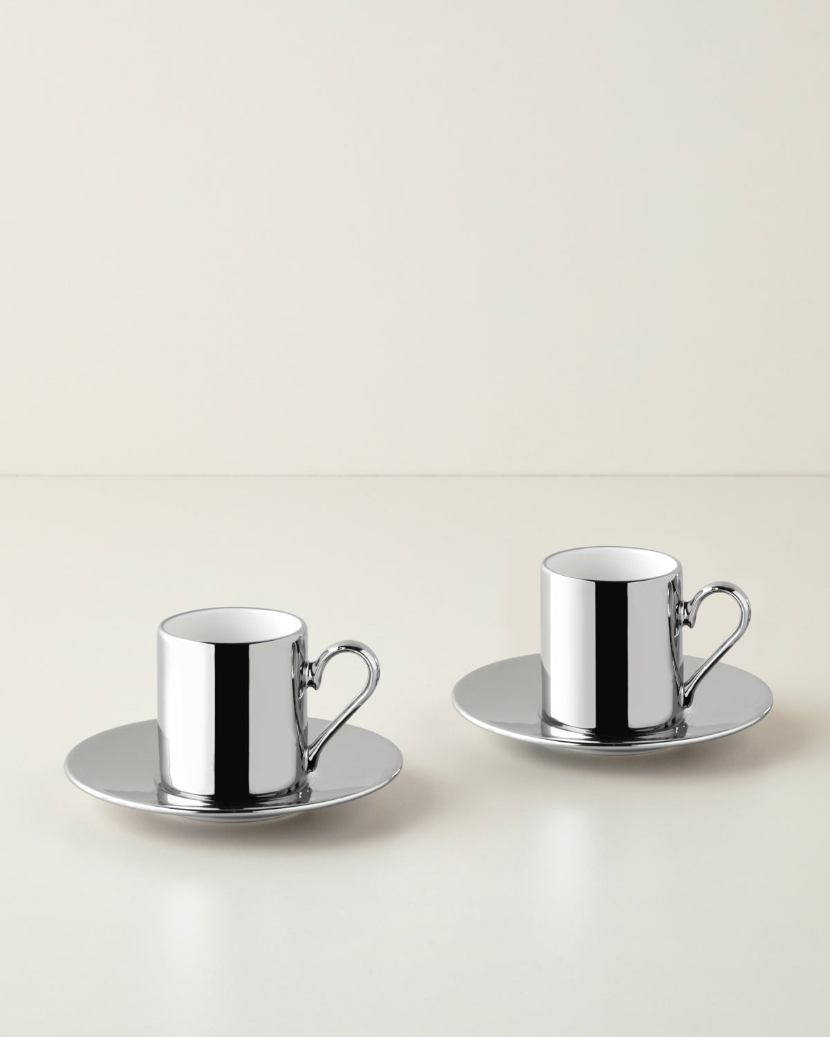 Porcelain 4 Pieces 2 Servings Coffee Cup Set 90 ml Silver