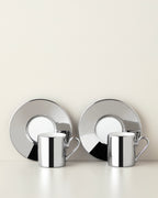 Porcelain 4 Pieces 2 Servings Coffee Cup Set 90 ml Silver (view 2)