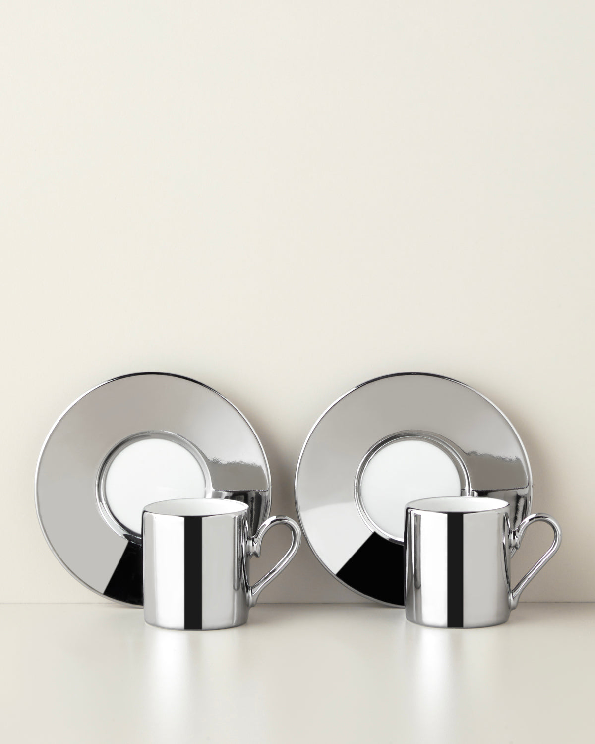 Porcelain 4 Pieces 2 Servings Coffee Cup Set 90 ml Silver (view 2)
