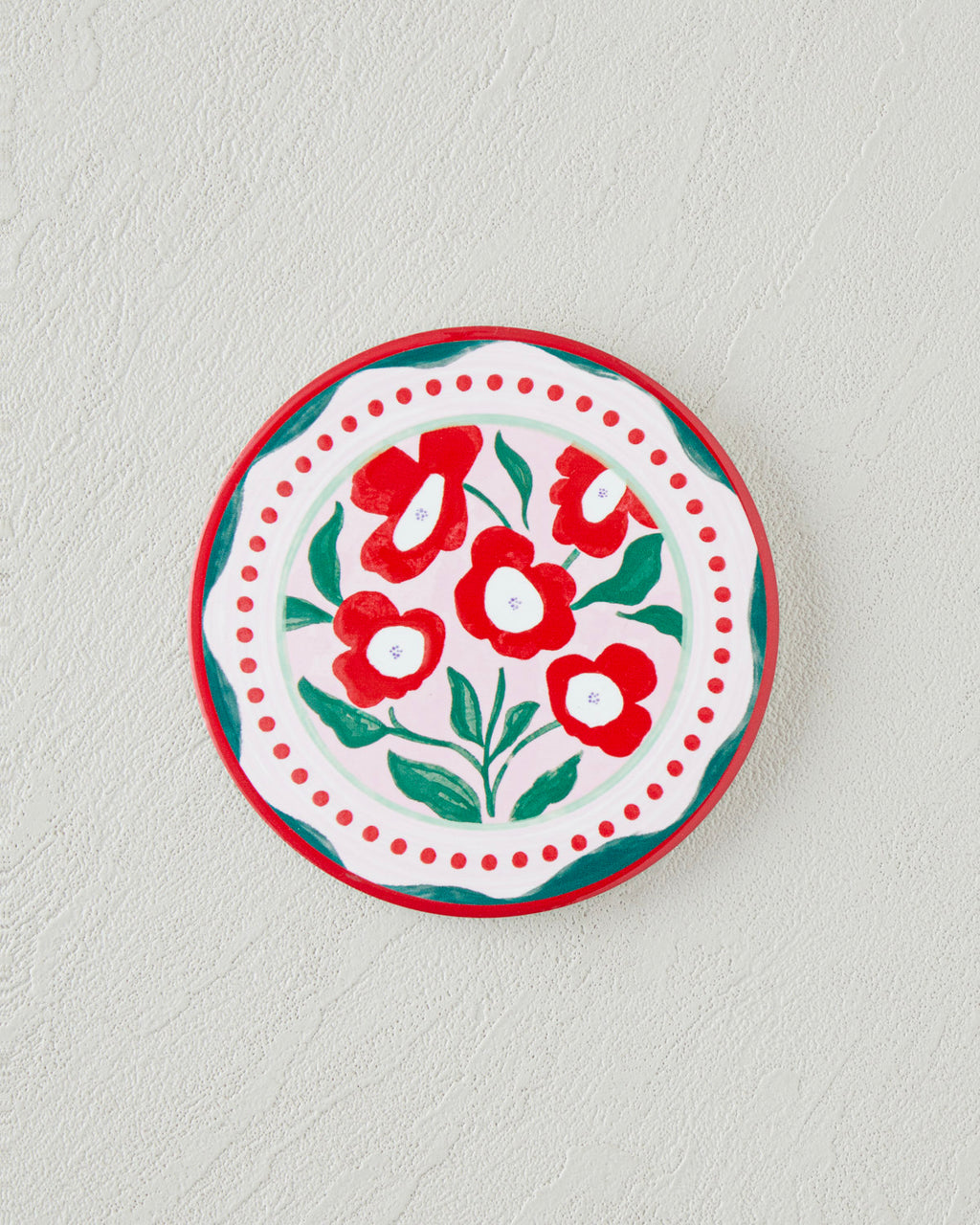 Ceramic Coaster 10 cm Red - Green