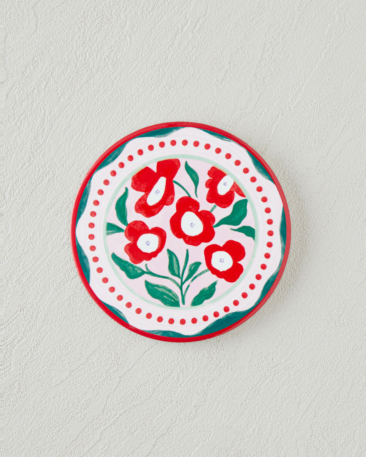 Ceramic Coaster 10 cm Red - Green