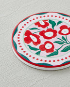 Ceramic Coaster 10 cm Red - Green (view 2)