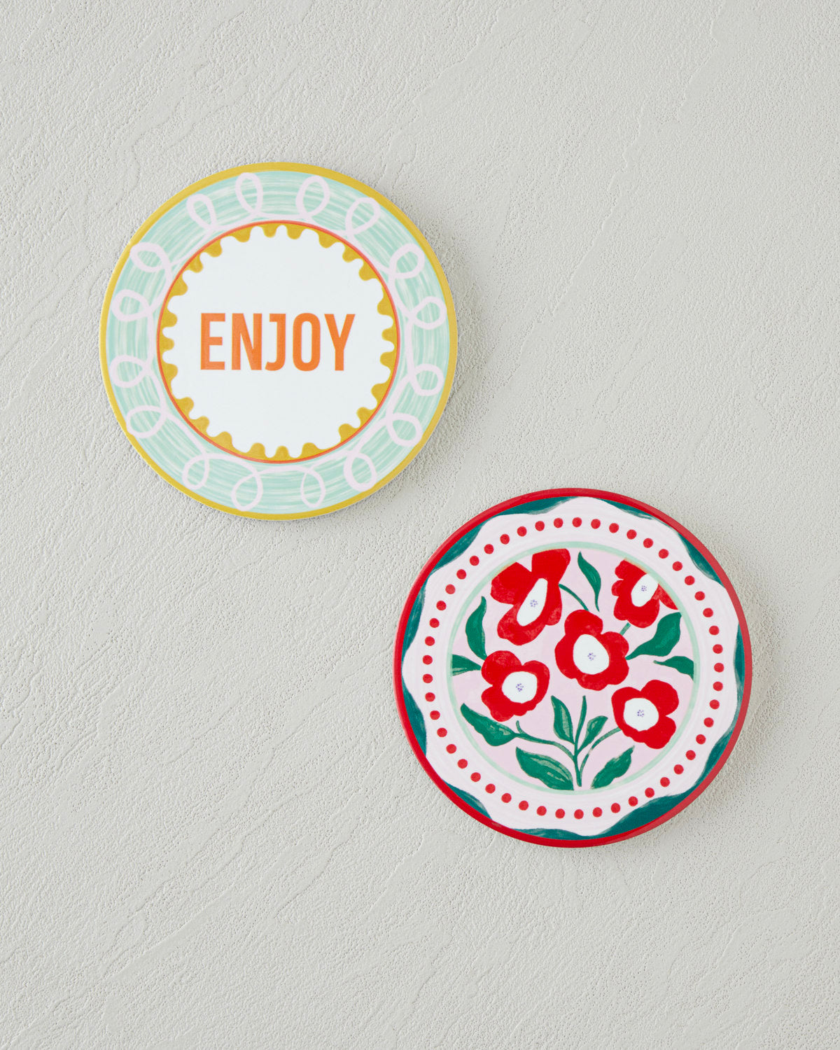 Ceramic Coaster 10 cm Red - Green (view 3)