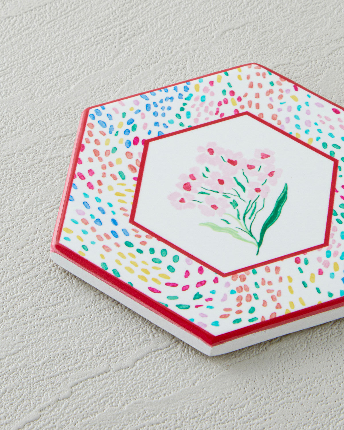 Blossom Frame Ceramic Coaster 11 cm Colored (view 2)
