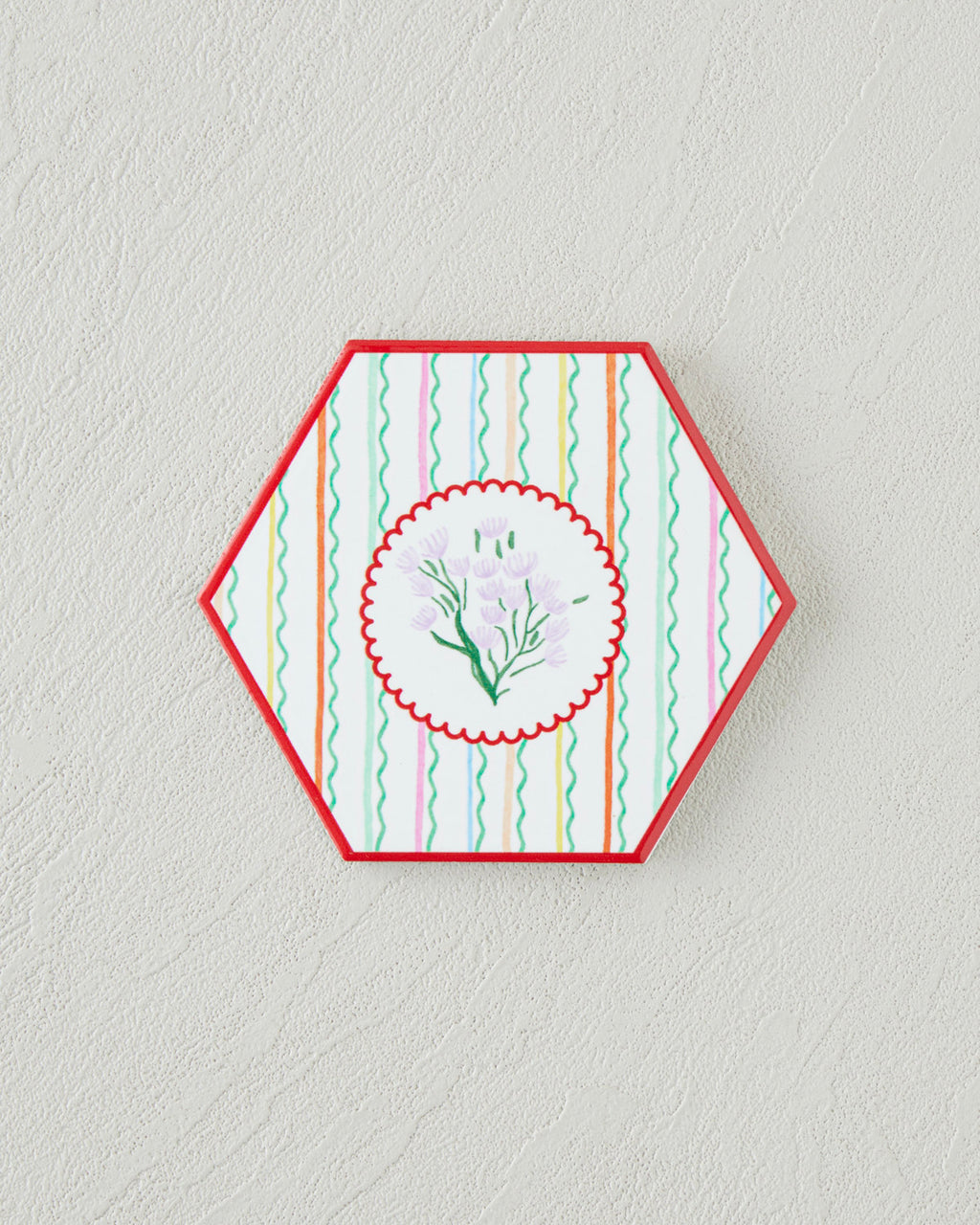 Floral Stripe Ceramic Coaster 11 cm Colored