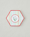 Floral Stripe Ceramic Coaster 11 cm Colored