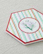 Floral Stripe Ceramic Coaster 11 cm Colored (view 2)