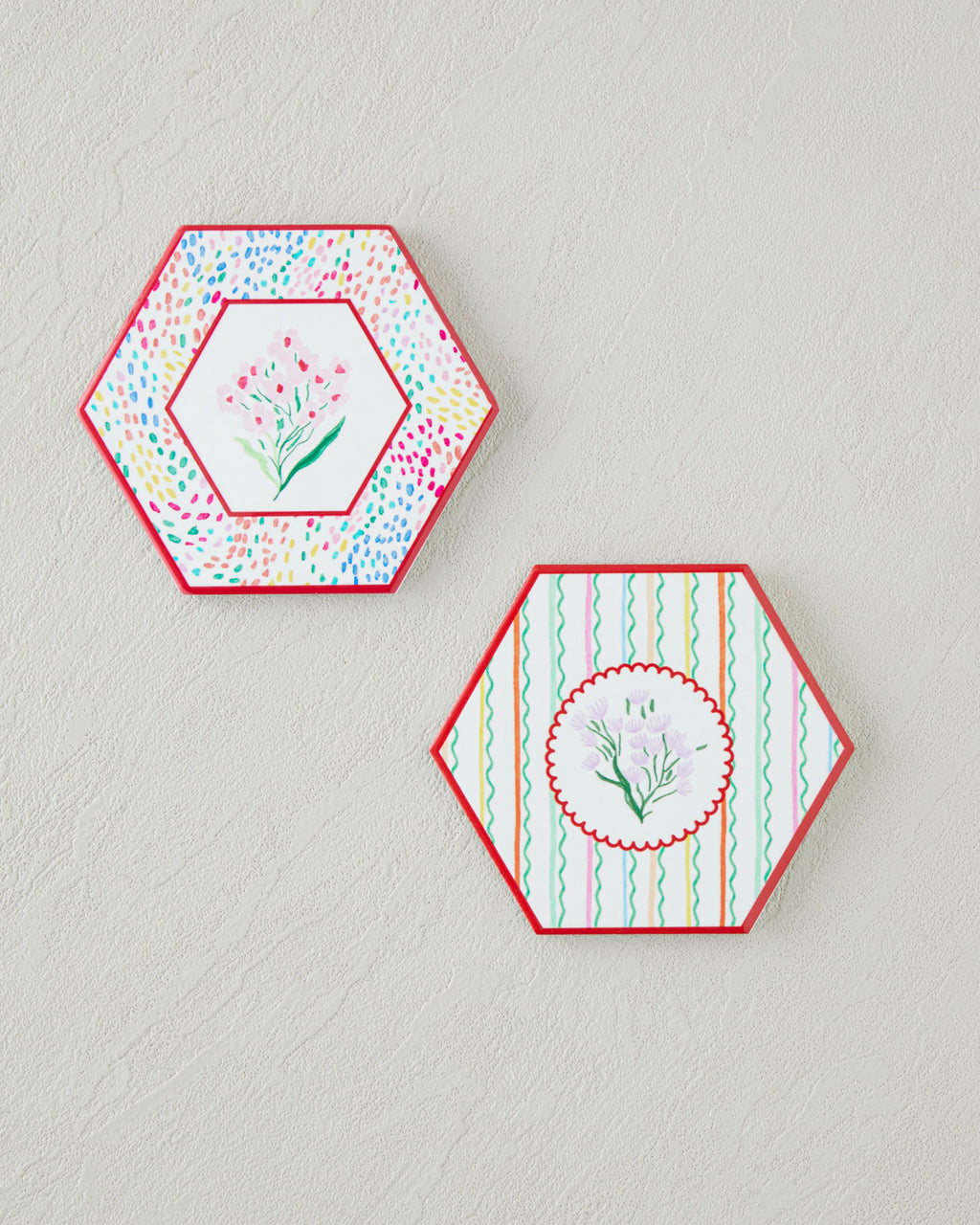 Floral Stripe Ceramic Coaster 11 cm Colored (view 3)