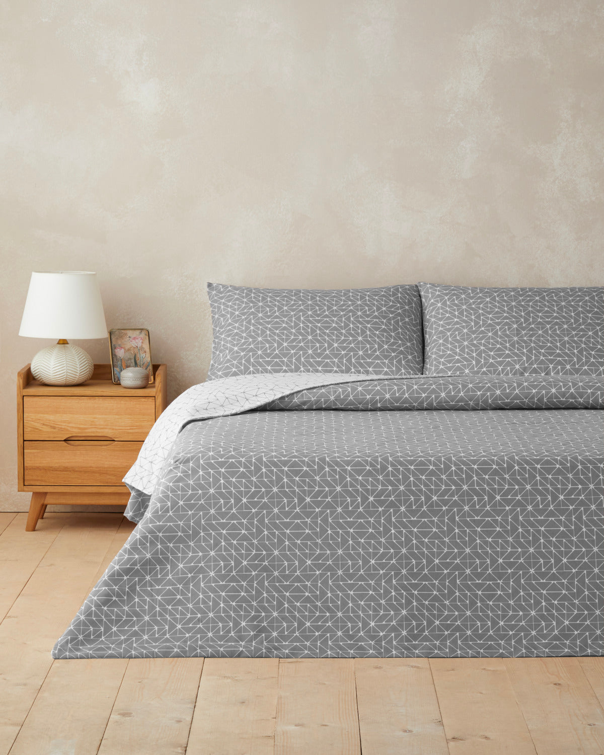 Trio Shape Easy Iron Duvet Cover Set - Gray - Single 160x220 cm