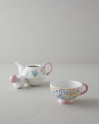 Blossom Frame New Bone China Tea Pot Set 400 – 290 ml Pink - White (view 2)