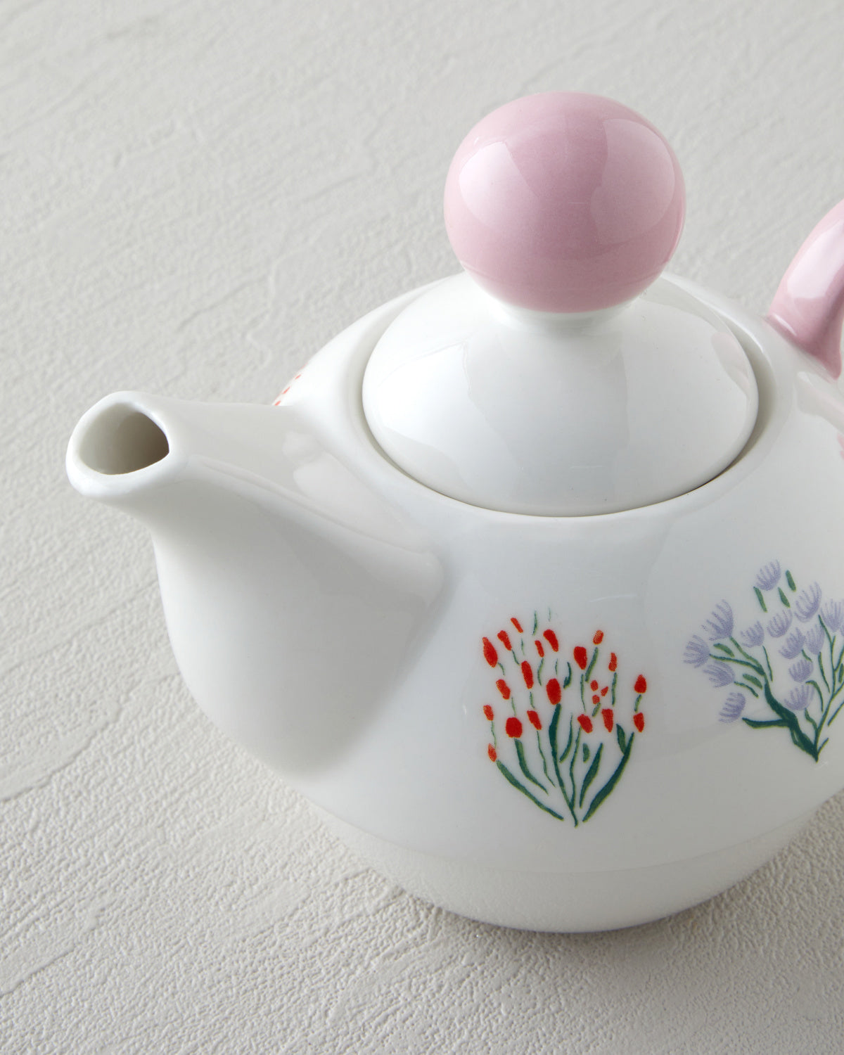 Blossom Frame New Bone China Tea Pot Set 400 – 290 ml Pink - White (view 3)