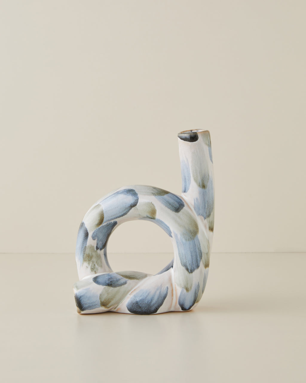 Leina Stoneware Vase 19 cm Blue - White