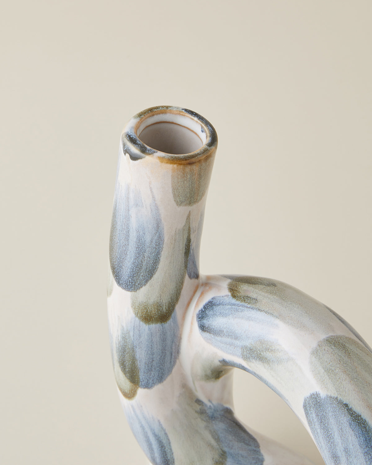 Leina Stoneware Vase 19 cm Blue - White (view 3)