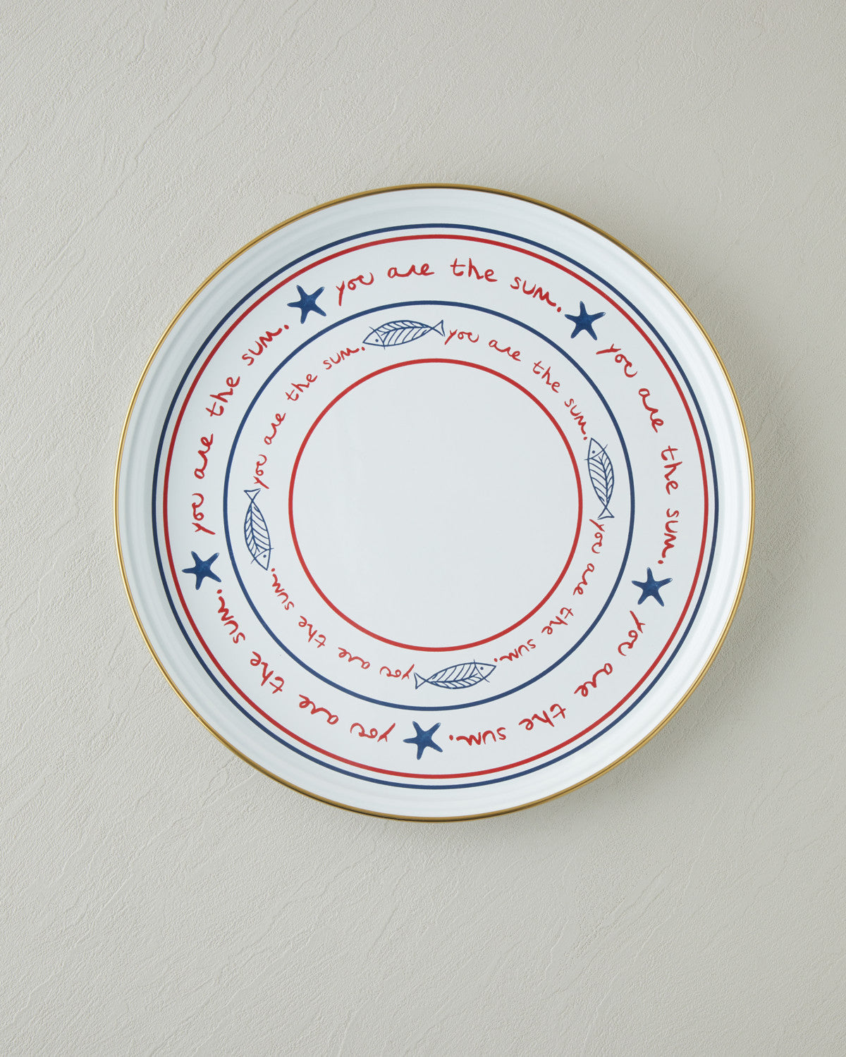 Seaside Enamel Tray 31 cm White - Blue (view 2)