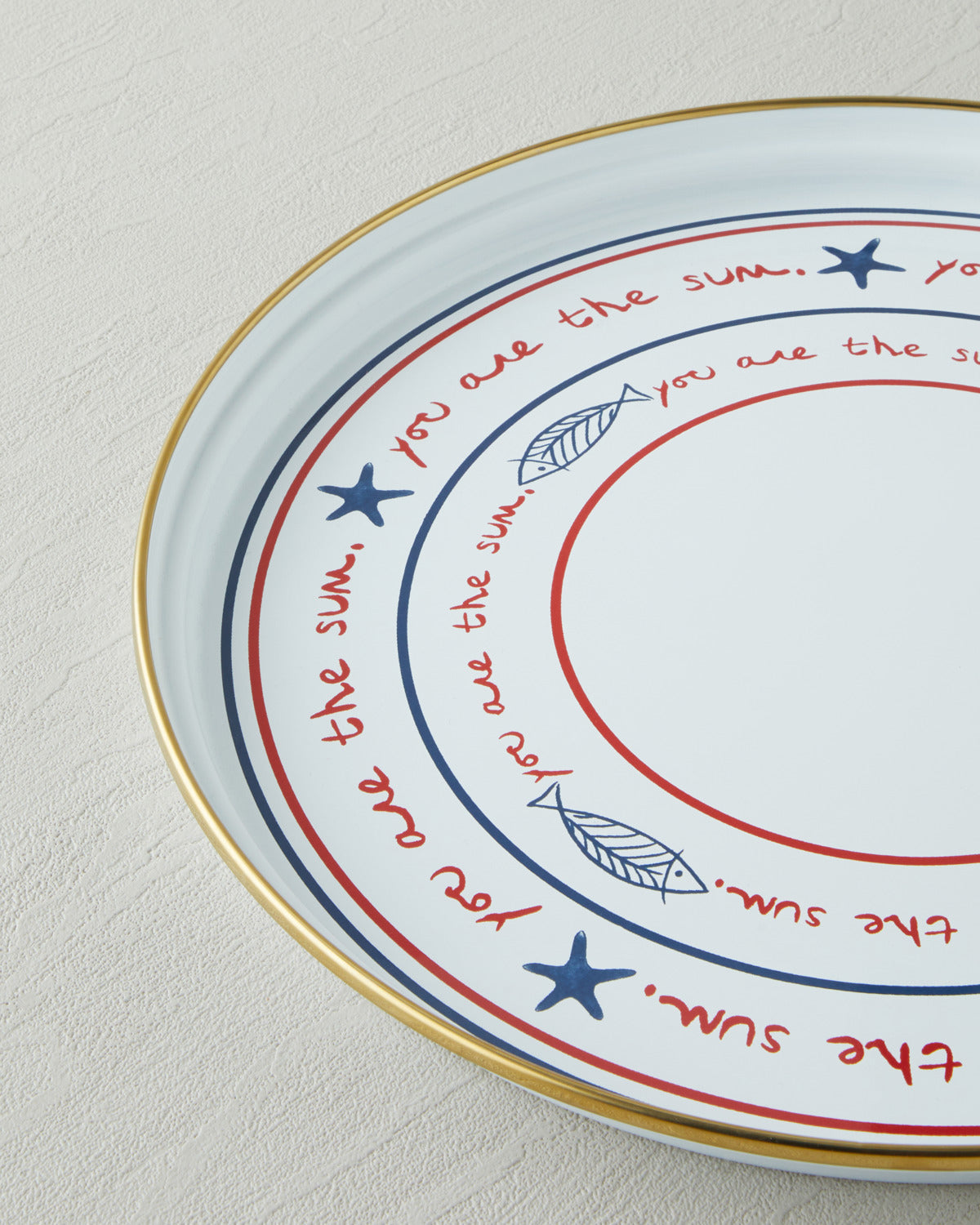 Seaside Enamel Tray 31 cm White - Blue (view 3)