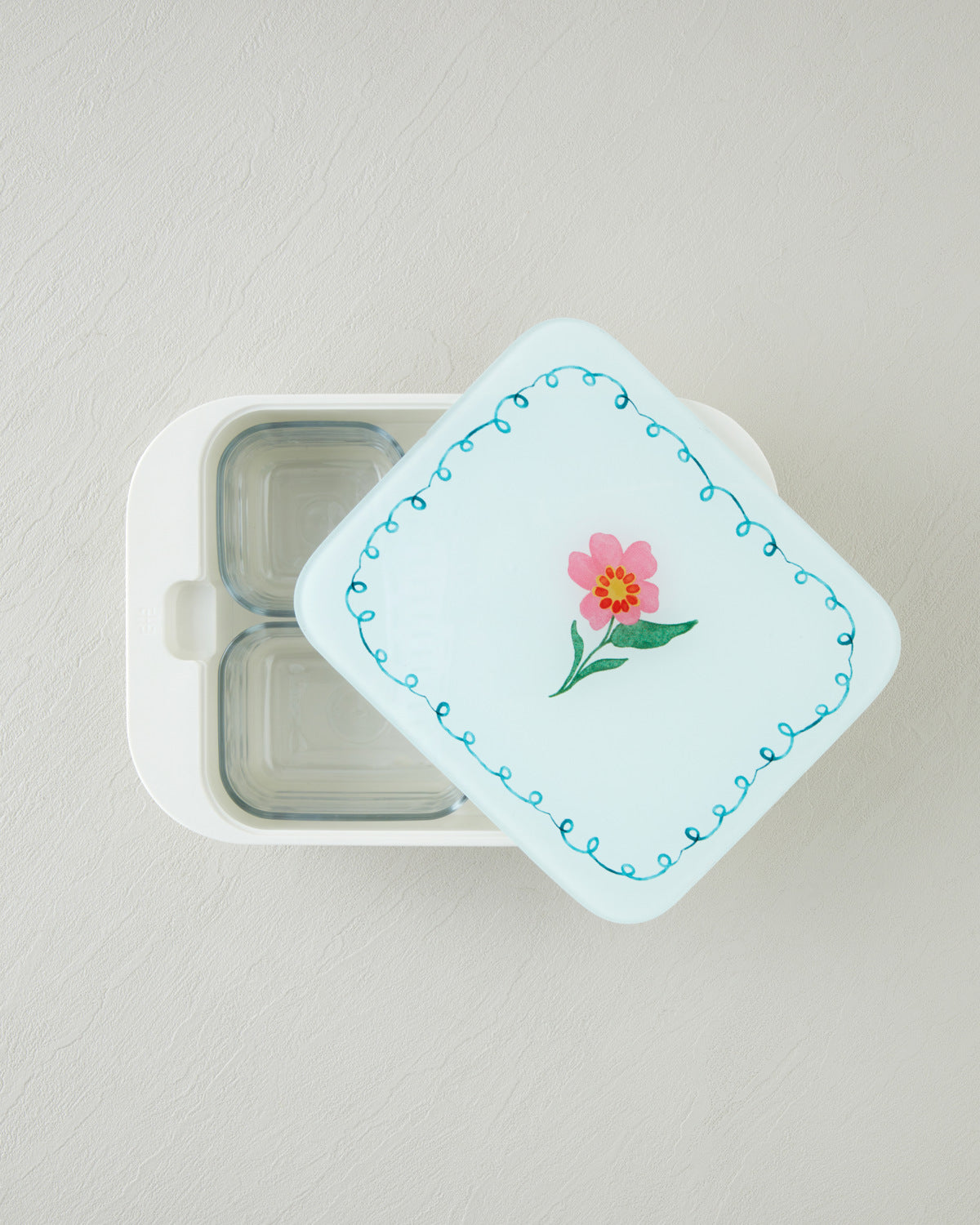 Bright Floral Melamine with Glass Cover (4-piece) Breakfast Container 30x21 cm Colored (view 3)