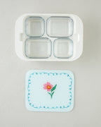 Bright Floral Melamine with Glass Cover (4-piece) Breakfast Container 30x21 cm Colored (view 4)