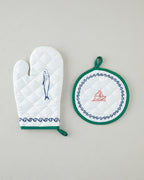 Maritime Melody Polyester 2 pcs Kitchen Set 17x30 cm + 20x20 cm White - Green