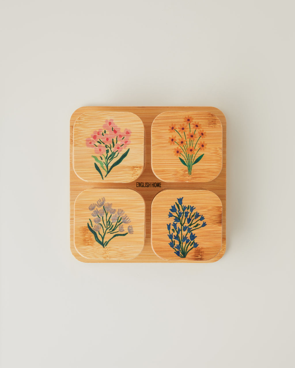 Ricco Glass Wooden Cover with 4 Sections Breakfast Container 21x21 cm Colored (view 2)